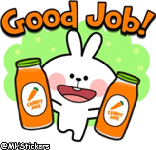 👏 Good Job! jus wortel, kelinci, kerja bagus, kartun, imut, positif, selamat telegram sticker