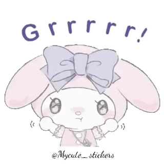 🐰 My Melody Grrrrr! lindo, My Melody, Sanrio, kawaii, dibujos animados, pegatina, grrr telegram sticker