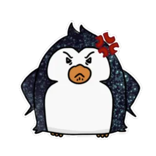 😠 pingüino, enojado, dibujos animados, lindo, animal, pegatina, ilustración telegram sticker