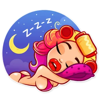 😴 Z-Z-Z-Z sommeil, nuit, dessin animé, femme, dormir whatsapp sticker