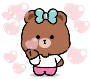⭐ 곰, 귀여운, 만화, 하트, 사랑스러운, 리본, 분홍색 telegram sticker