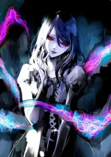 😁 anime, woman, magic, girl, dark, red eyes telegram sticker