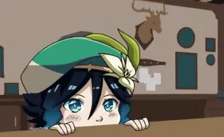 👍 Venti Genshin Impact アニメ, 原神, ウェンティ, キャラクター, 可愛い, 覗き見, ビデオゲーム telegram sticker