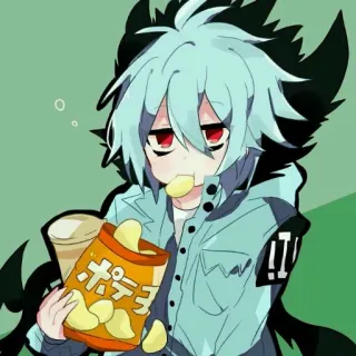 🍟 ポテコ Anime, Personage, Eten, Chips, Illustratie telegram sticker