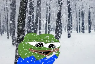 ❄️ Pepe Pepe la Rana, Invierno, Nieve, Dibujos animados, Meme telegram sticker