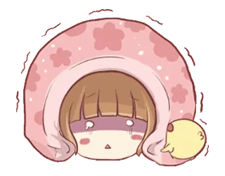 😰 cute, kawaii, sad, chibi, anime, manga, pink, flower, girl telegram sticker