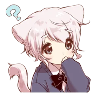 🤔 Anime, Katze, Frage, Kawaii, Süß, Sticker telegram sticker