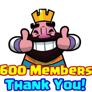 ❤ 600 Members Thank You! rey, corona, pulgar arriba, gracias, celebración, miembros, saludo whatsapp sticker