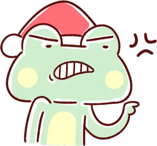 😡 rana, arrabbiato, cappello da Babbo Natale, cartoni animati, natale, meme, divertente whatsapp sticker
