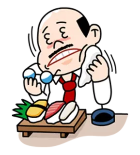 😫 Sushi, Nourriture, Dessin animé, Homme, Baguettes, Manger, Japonais telegram sticker