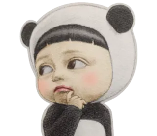 🤔 panda, desenho animado, fofo, ilustração, adesivo, criança, retrato, pensando whatsapp sticker