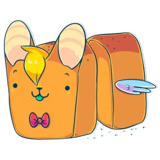 🍞 gato, pan, tostada, kawaii, lindo, animal, comida telegram sticker