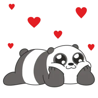 🥰 Panda, Lucu, Hati, Cinta, Berbaring, Binatang telegram sticker