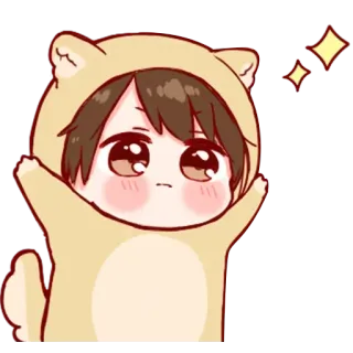 🍧 аниме, милый, каваий, мультфильм, собака, блестки, мальчик telegram sticker