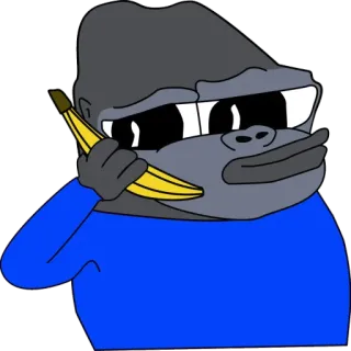 📞 gorila, banana, desenho animado, animal, macaco, telefone, meme telegram sticker