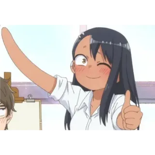 😉 Nagatoro Don't Toy with Me, Miss Nagatoro anime, Nagatoro, duim omhoog, personage, cartoon telegram sticker