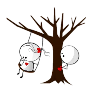 💞 love, heart, tree, swing, cartoon, cute telegram sticker