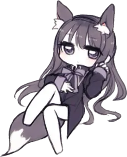 🐈 Anime, Chibi, Furry, Antropomórfico, Fofo, Cinzento, Kemonomimi telegram sticker