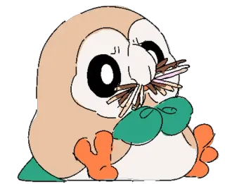 🍭 Rowlet pokemon, hibou, mignon, animal, jeu vidéo, dessin animé telegram sticker