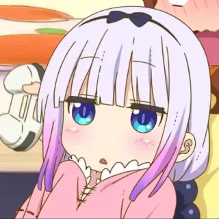 💜 Kanna Kamui Miss Kobayashi's Dragon Maid anime, carino, Kanna, drago, ragazza telegram sticker