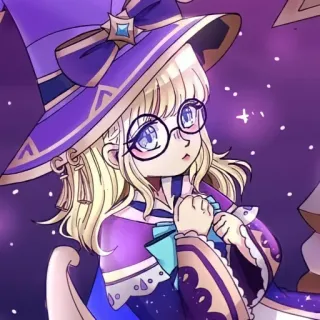 🦄 anime girl, witch, magic, cute, kawaii, illustration, purple telegram sticker