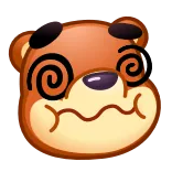 😵💫 urso, tonto, desenho animado, animal, expressão, emoji telegram sticker