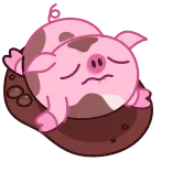😞 豚, 可愛い, 動物, 漫画, 睡眠, 泥 telegram sticker