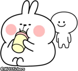 🍼 @MHStickers cartoon, rabbit, cute, drinking, beverage telegram sticker