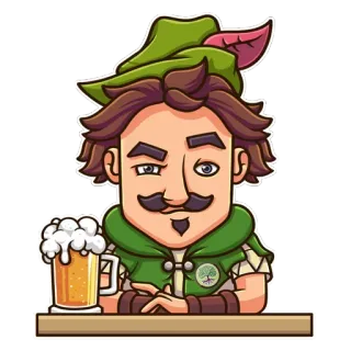 🍺 homem, cerveja, medieval, bebida, taberna, desenho animado telegram sticker