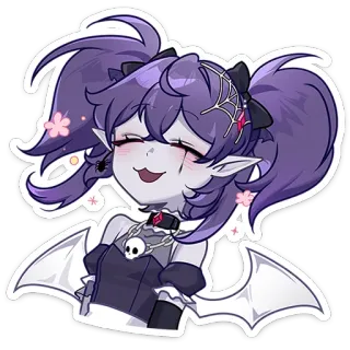 ⭐ 애니메이션, 만화, 악마, 해골, 뱀파이어, 날개, 캐릭터, 여자, 스티커 telegram sticker