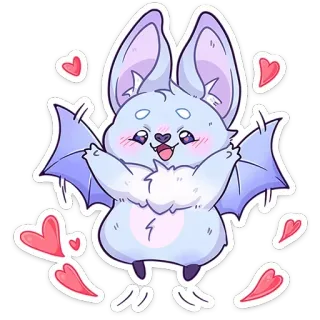 🥰 Fledermaus, niedlich, Cartoon, Tier, Herz, Kawaii, Aufkleber whatsapp sticker