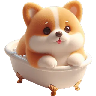 🚿 corgi, cachorro, banho, filhote, fofo, animal, banheira telegram sticker