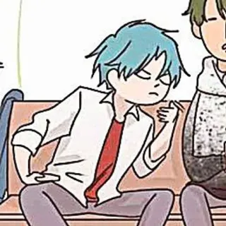 🎸 การ์ตูน, อนิเมะ, เด็กผู้ชาย, นั่ง, ท่าทาง, วัยรุ่น telegram sticker