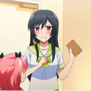 🍀 anime, meisje, boos, schooluniform telegram sticker