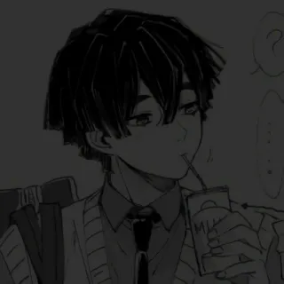 🖤 Anime, Ragazzo, Bere, Cartone animato, Latte, Studente telegram sticker