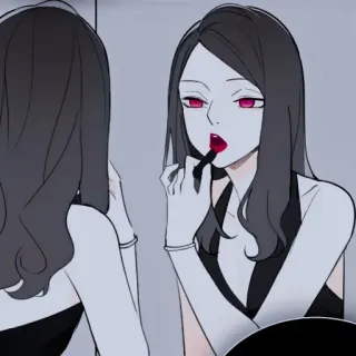🖤 donna, trucco, rossetto, riflesso, specchio, bellezza telegram sticker