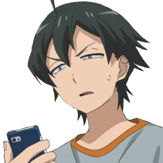 🤨 Hachiman Hikigaya Oregairu Anime, Personagem, Smartphone, Desenho animado, Animação, Oregairu, Oregairu telegram sticker