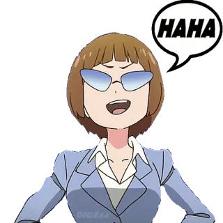 😂 HAHA Anime, Frau, Brille, Lachen, Haha telegram sticker