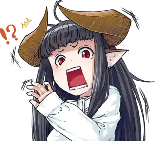 😱 Anime, Manga, Chica, Demonio, Cuernos, Impactado/a, Expresión whatsapp sticker