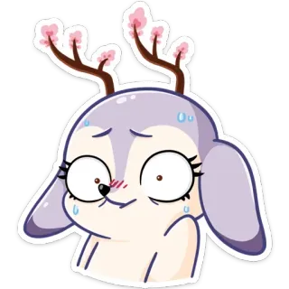 😅 Cartoon, Tier, Hirsch, Schweiß, Süß, Sticker, Erröten whatsapp sticker