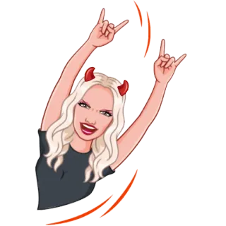 🤟 rogi diabła, kobieta, rock on, gest, blondynka, naklejka, kreskówka telegram sticker