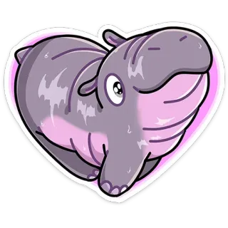 🥰 하마, 동물, 하트, 귀여운, 스티커 telegram sticker