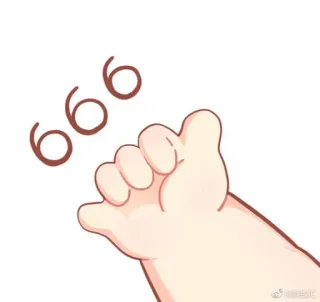 🍼 666 hand, number, devil, lucky number whatsapp sticker