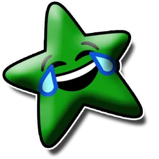 😂 Stella, Emoji, Ridere, Piangere, Verde, Cartone animato telegram sticker