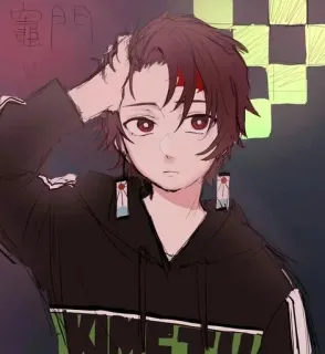 🍃 Tanjiro Kamado Demon Slayer 竈門 Anime, Manga, Demon Slayer, Tanjiro Kamado, Kimetsu no Yaiba, Fanart, Japonés whatsapp sticker