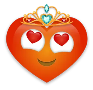 😍 heart eyes, love, emoji, heart, tiara, princess telegram sticker