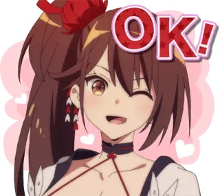 👌 OK! аниме, девушка, подмигивание, ок telegram sticker