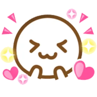 🤗 kawaii, fofo, desenho animado, coração, brilho, feliz whatsapp sticker