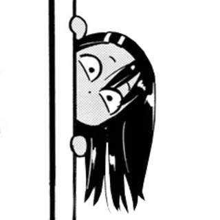 🖤 anime, manga, character, peeking, black and white, cartoon telegram sticker