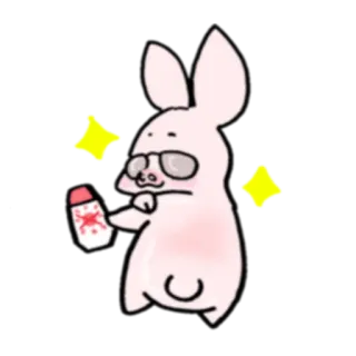 😎 кролик, очки, бутылка, блеск, мультфильм, животное telegram sticker